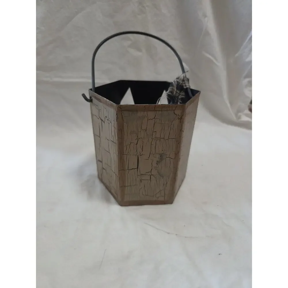 Crackle Pumpkin Silhouette Candle Holder 4